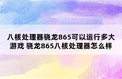 八核处理器骁龙865可以运行多大游戏 骁龙865八核处理器怎么样